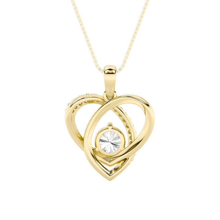1.5Cttw Round Shaped Lab Grown Diamond (F/VS) Heart Shaped Pendant in 14K Gold
