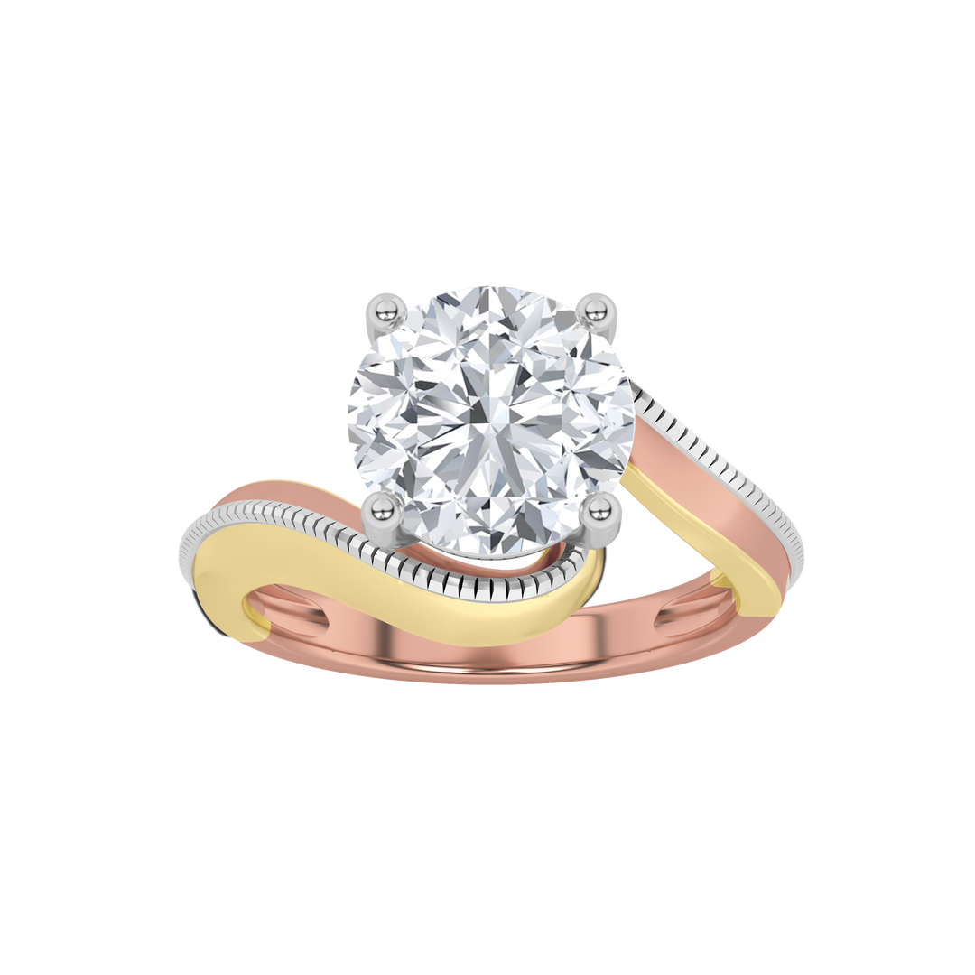 14K Rose Gold 2ct Lab Diamond Solitaire Tri-Tone Ring