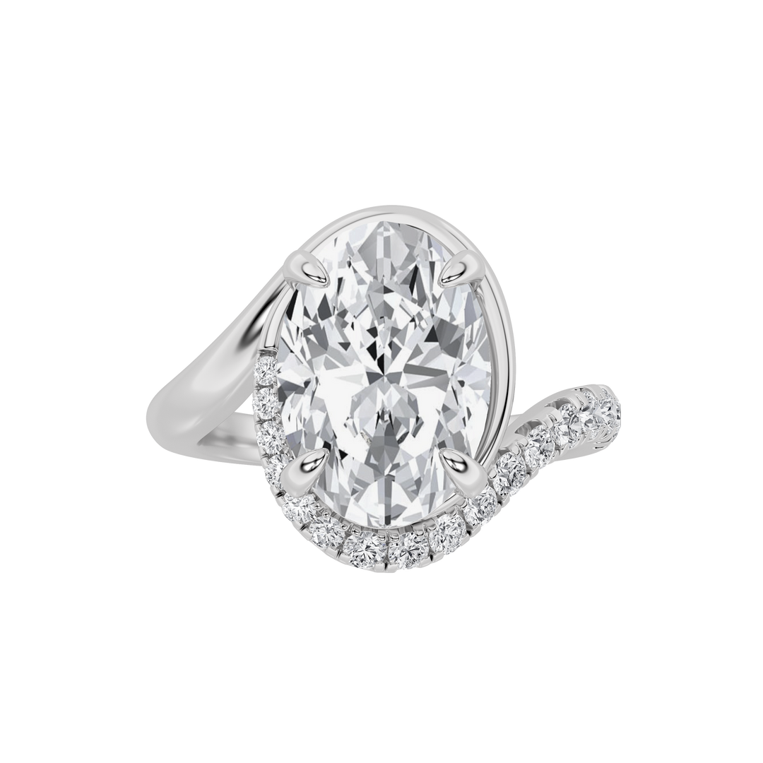 14KW 3ct Lab Diamond Oval Halo Engagement Ring Sz 7
