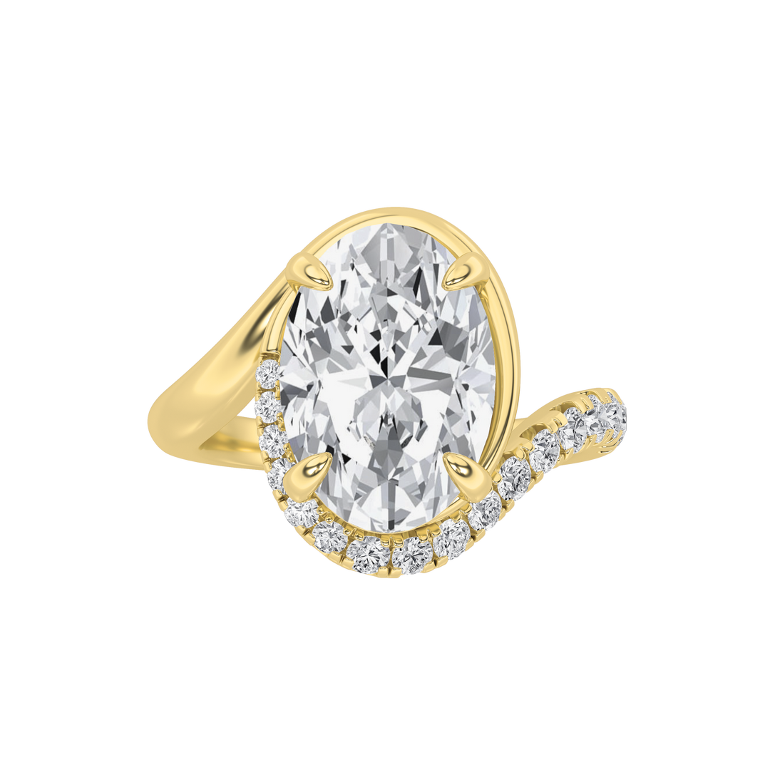 14KY 3ct Oval Lab Diamond Halo Engagement Ring