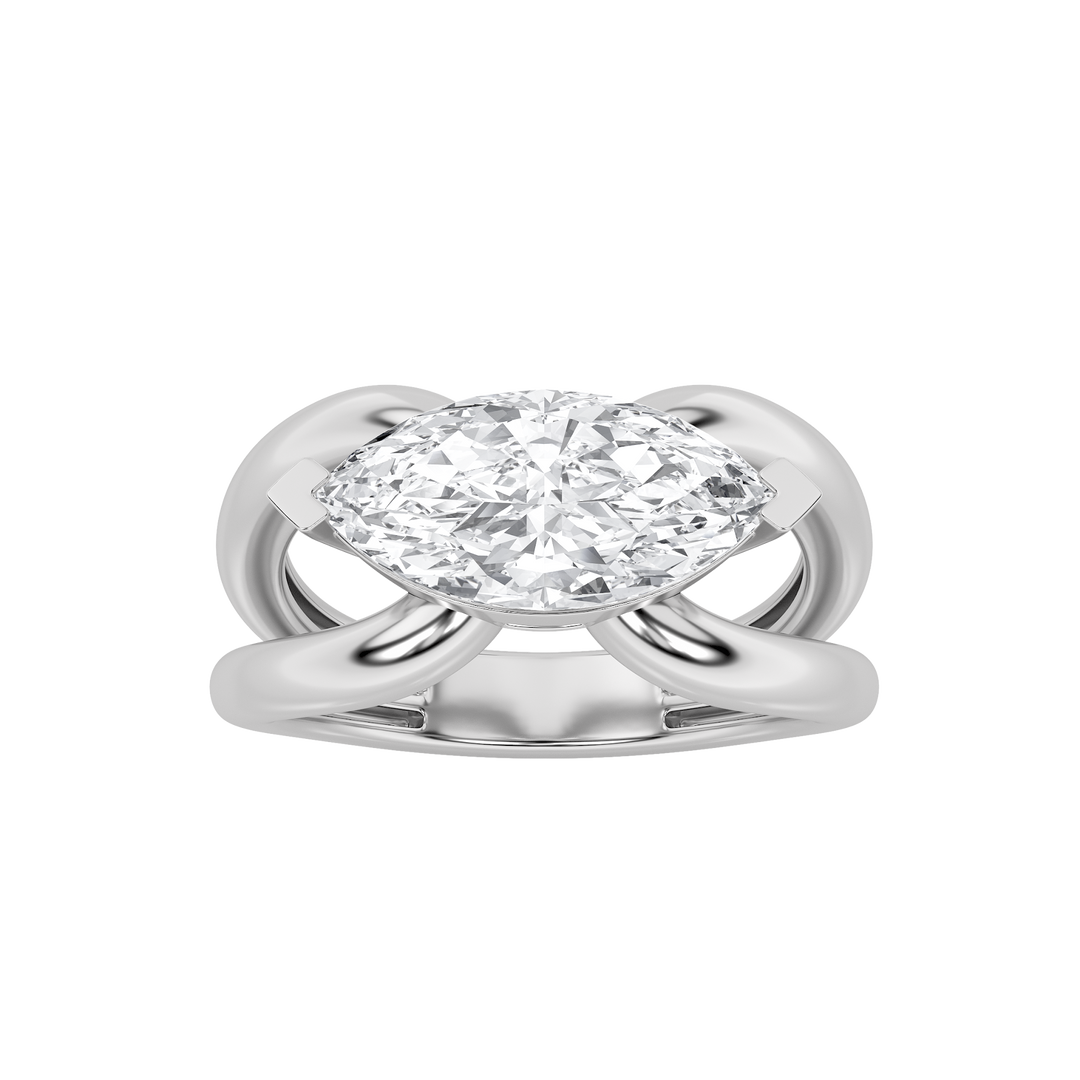 14KW 2ct Marquise Lab Diamond Solitaire Engagement Ring