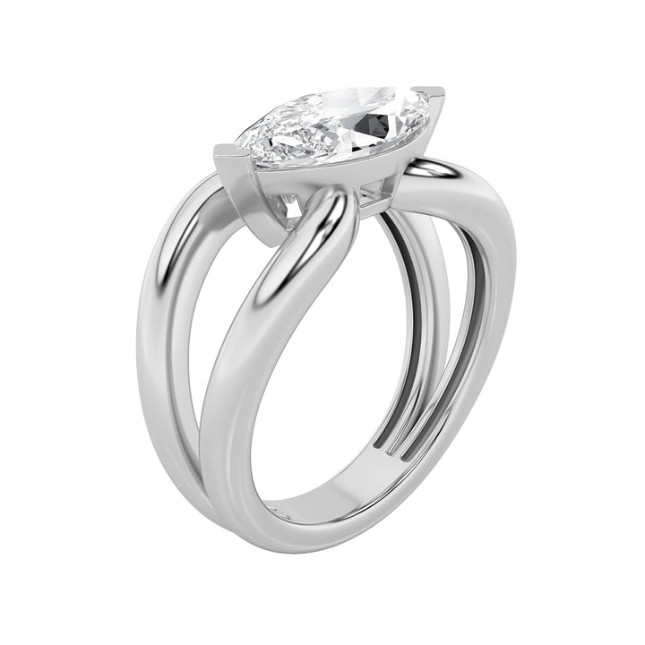 2Cttw Marquise Shaped Lab Grown Diamond (F/VS) East West Solitaire Ring in 14K Gold