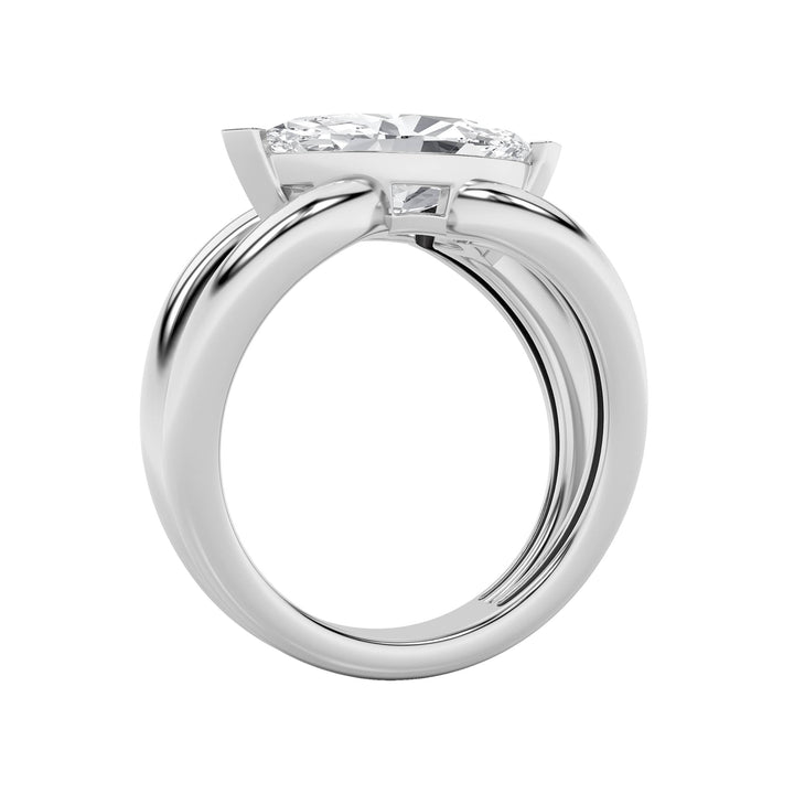 2Cttw Marquise Shaped Lab Grown Diamond (F/VS) East West Solitaire Ring in 14K Gold