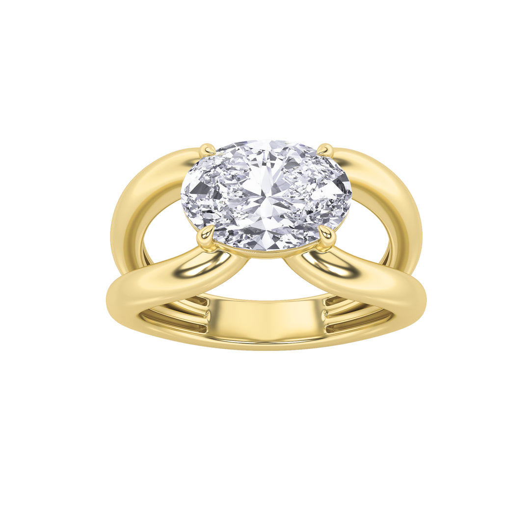 14KY 2CT Lab Oval Diamond Split Shank Ring