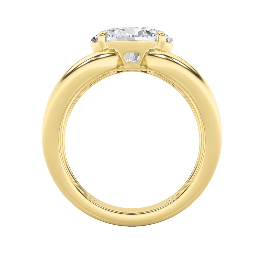 2Cttw Oval Shaped Lab Grown Diamond (F/VS) East West Solitaire Ring in 14K Gold