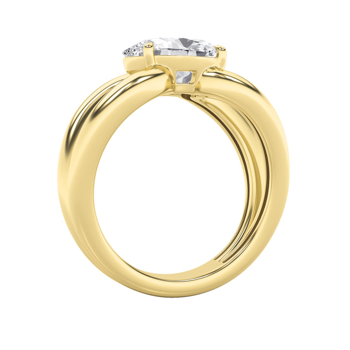 2Cttw Oval Shaped Lab Grown Diamond (F/VS) East West Solitaire Ring in 14K Gold