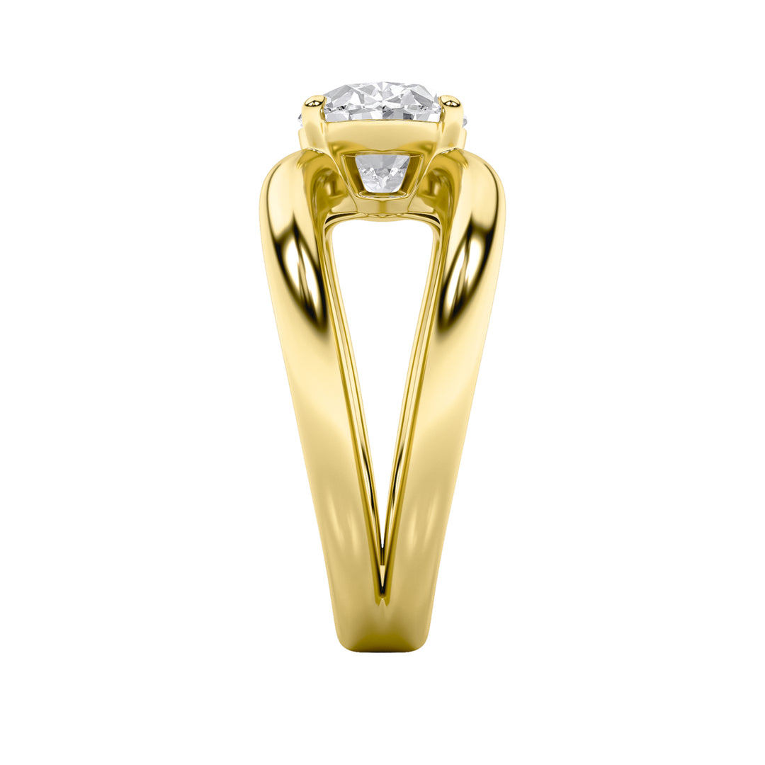 2Cttw Oval Shaped Lab Grown Diamond (F/VS) East West Solitaire Ring in 14K Gold