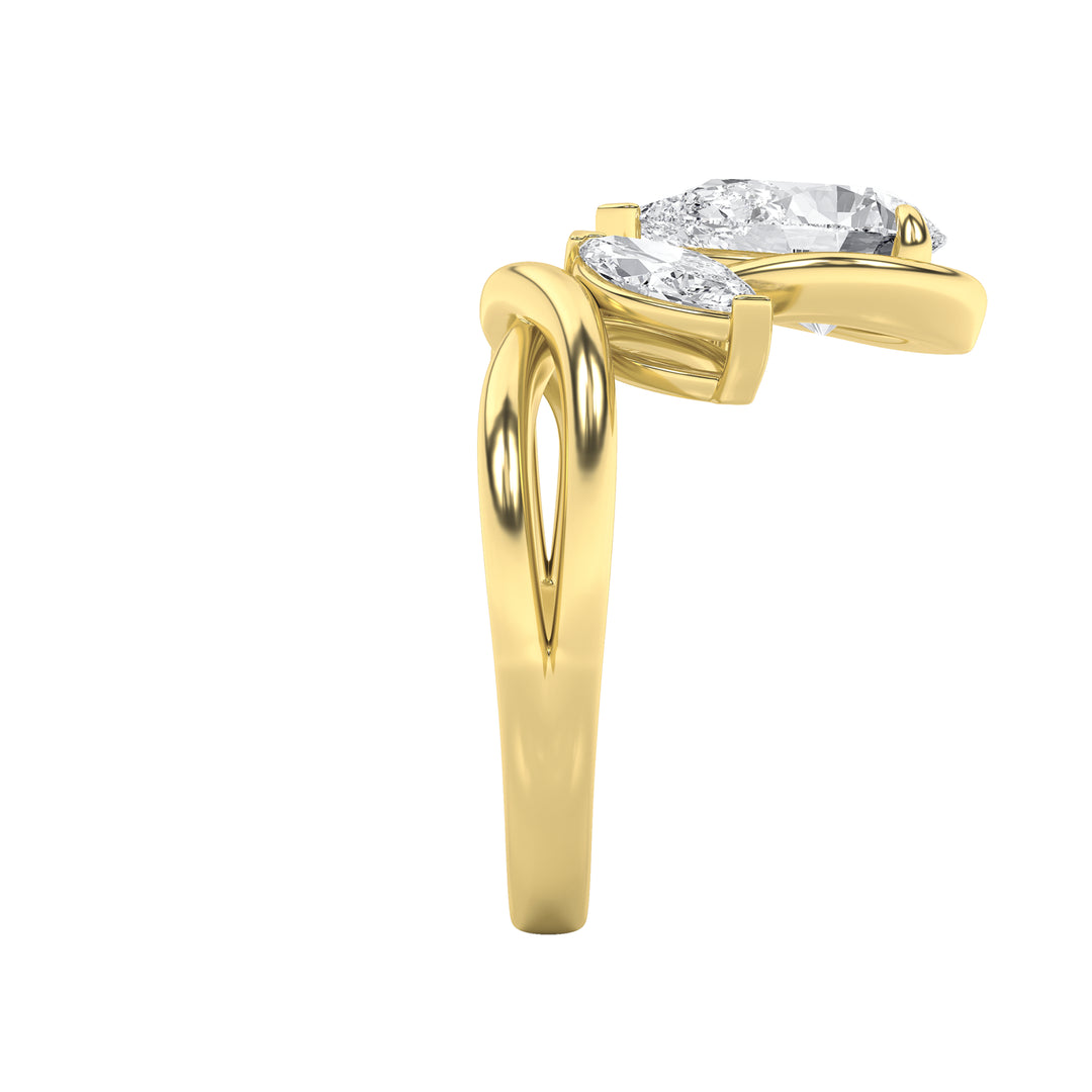 3Cttw Pear Shaped Lab Grown Diamond (F/VS) Knot Ring in 14K Gold