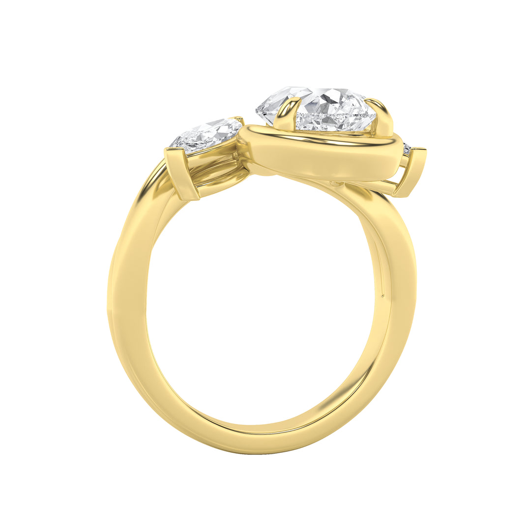 3Cttw Pear Shaped Lab Grown Diamond (F/VS) Knot Ring in 14K Gold