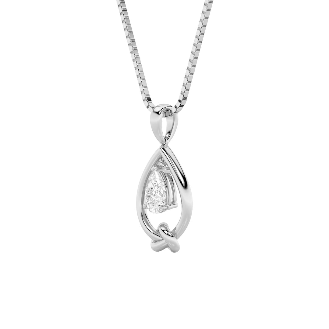 1Cttw Pear Shaped Lab Grown Diamond (F/VS) Solitaire Knot Pendant in 14K Gold