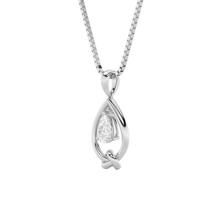 1Cttw Pear Shaped Lab Grown Diamond (F/VS) Solitaire Knot Pendant in 14K Gold