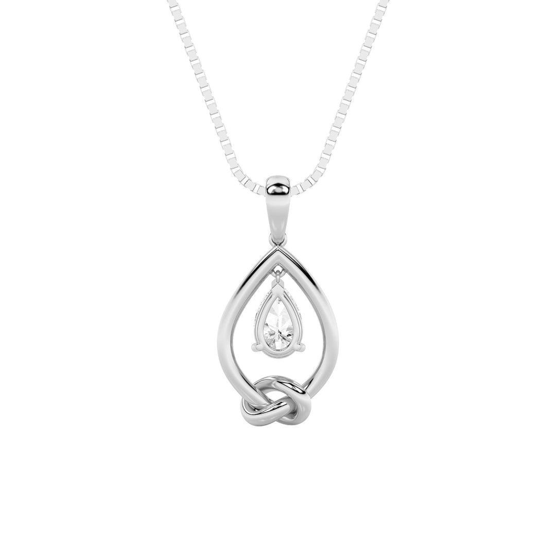 1Cttw Pear Shaped Lab Grown Diamond (F/VS) Solitaire Knot Pendant in 14K Gold
