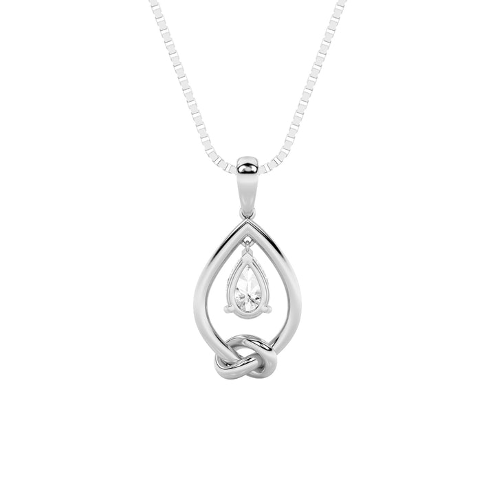 1Cttw Pear Shaped Lab Grown Diamond (F/VS) Solitaire Knot Pendant in 14K Gold