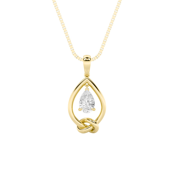 1Cttw Pear Shaped Lab Grown Diamond (F/VS) Solitaire Knot Pendant in 14K Gold