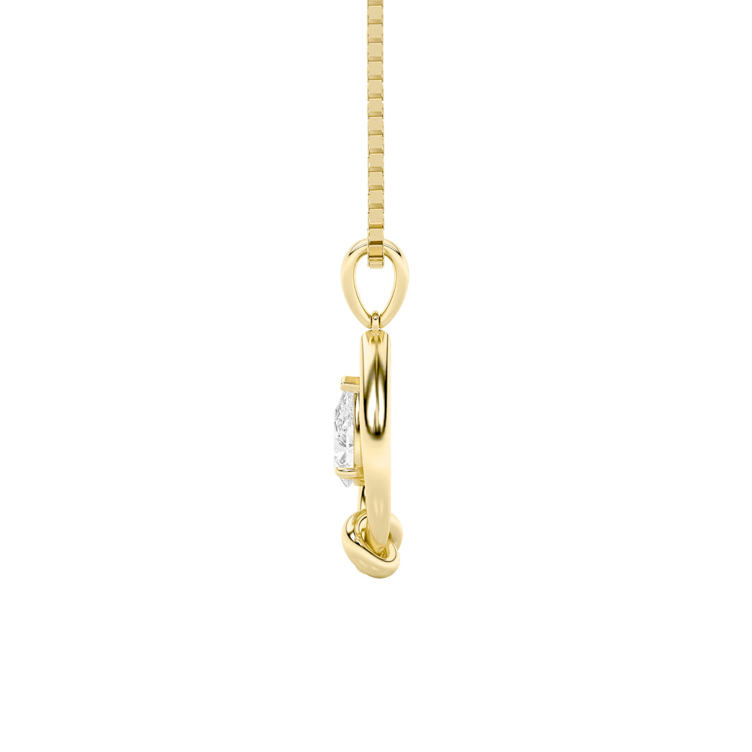 1Cttw Pear Shaped Lab Grown Diamond (F/VS) Solitaire Knot Pendant in 14K Gold
