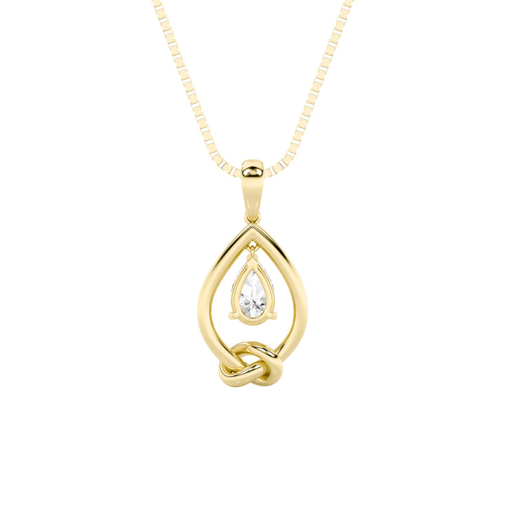 1Cttw Pear Shaped Lab Grown Diamond (F/VS) Solitaire Knot Pendant in 14K Gold