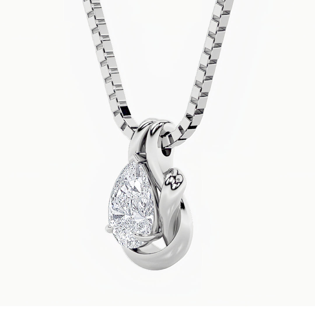 2Cttw Pear Shaped Lab Grown Diamond (F/VS) Knot Pendant in 14K Gold
