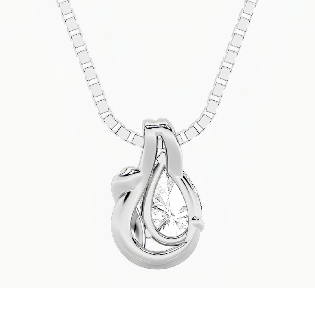 2Cttw Pear Shaped Lab Grown Diamond (F/VS) Knot Pendant in 14K Gold