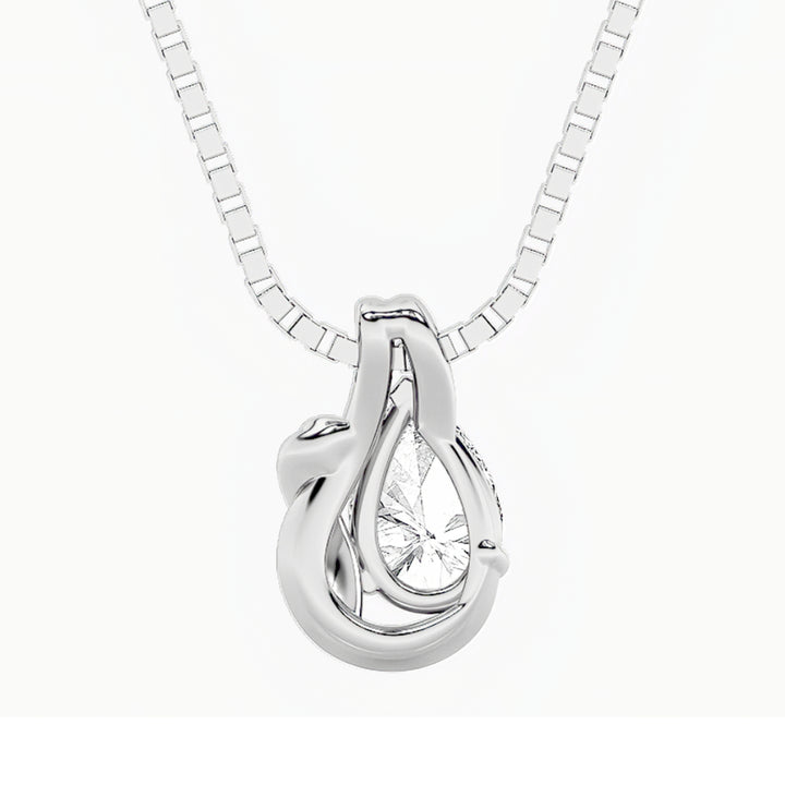 2Cttw Pear Shaped Lab Grown Diamond (F/VS) Knot Pendant in 14K Gold