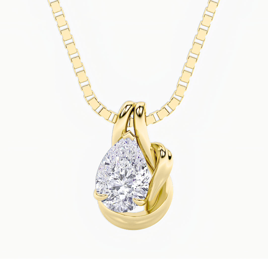 2Cttw Pear Shaped Lab Grown Diamond (F/VS) Knot Pendant in 14K Gold
