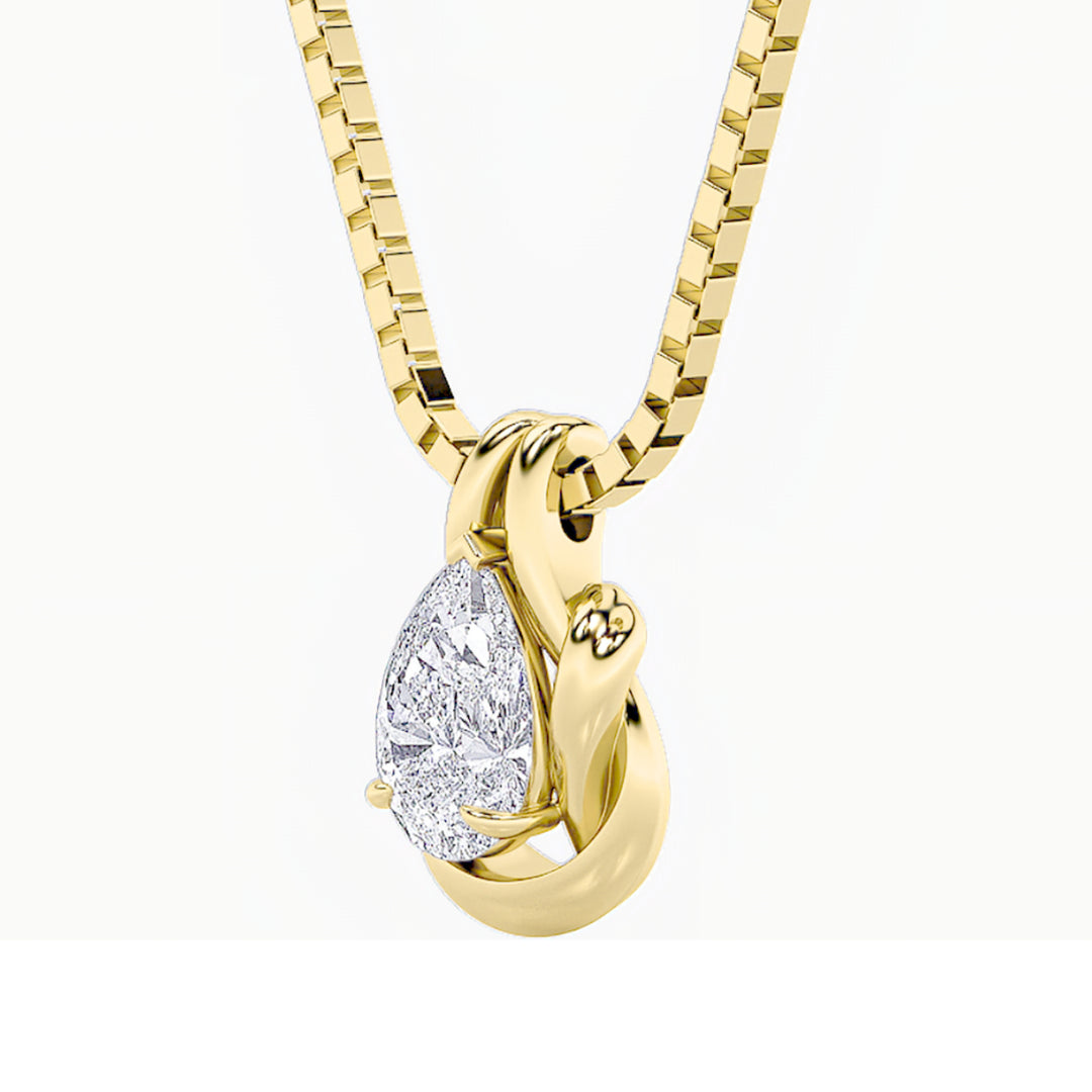 2Cttw Pear Shaped Lab Grown Diamond (F/VS) Knot Pendant in 14K Gold