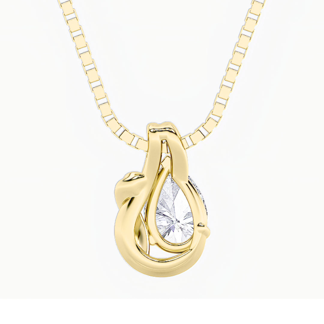 2Cttw Pear Shaped Lab Grown Diamond (F/VS) Knot Pendant in 14K Gold