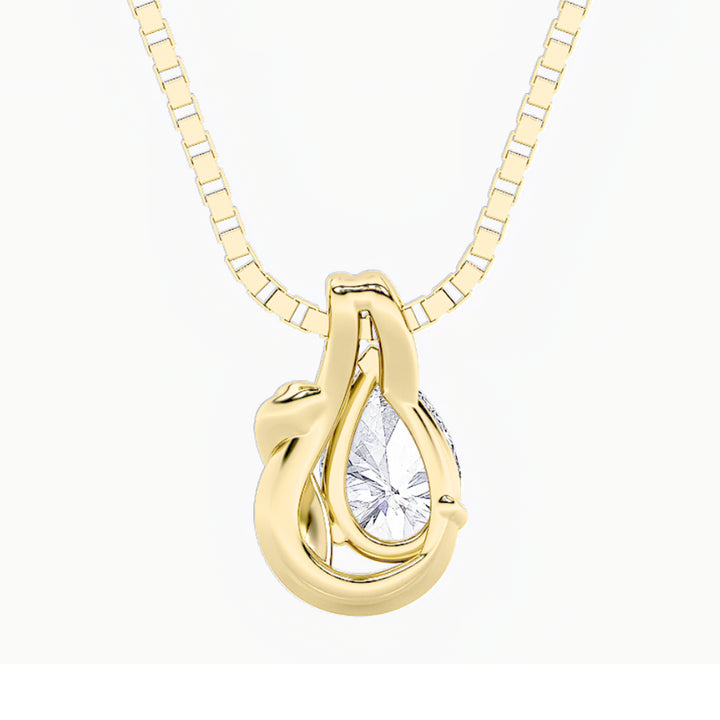 2Cttw Pear Shaped Lab Grown Diamond (F/VS) Knot Pendant in 14K Gold