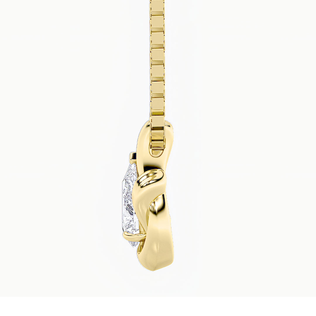 2Cttw Pear Shaped Lab Grown Diamond (F/VS) Knot Pendant in 14K Gold