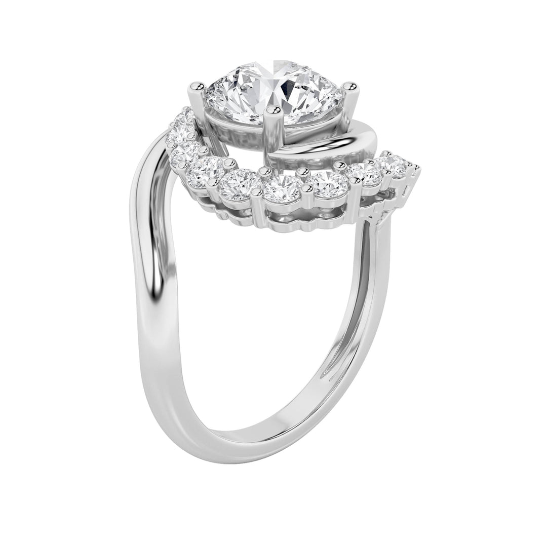 2.5Cttw Round Shaped Lab Grown Diamond (F/VS) Swirl Accented Fashion Ring in 14K Gold