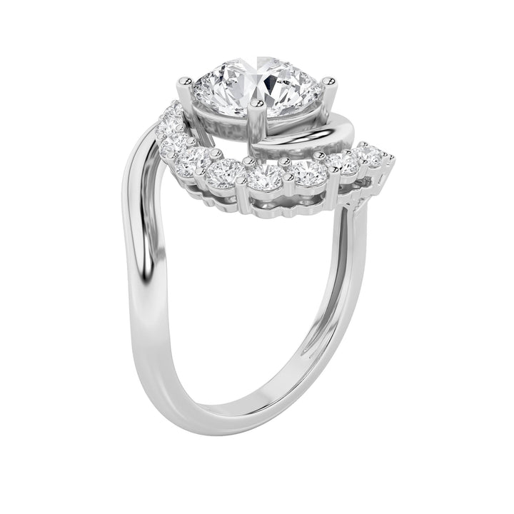 2.5Cttw Round Shaped Lab Grown Diamond (F/VS) Swirl Accented Fashion Ring in 14K Gold
