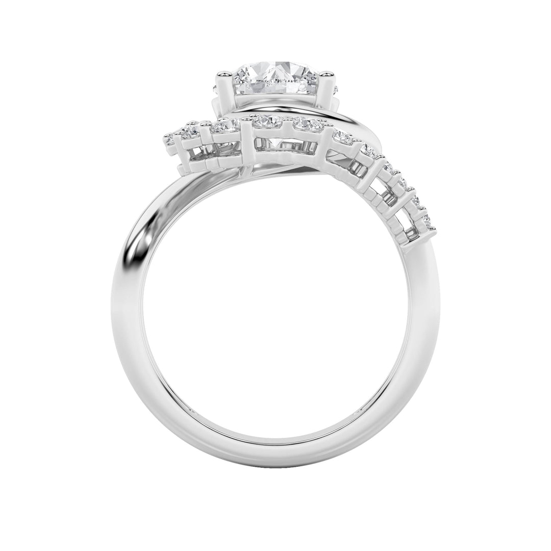 2.5Cttw Round Shaped Lab Grown Diamond (F/VS) Swirl Accented Fashion Ring in 14K Gold