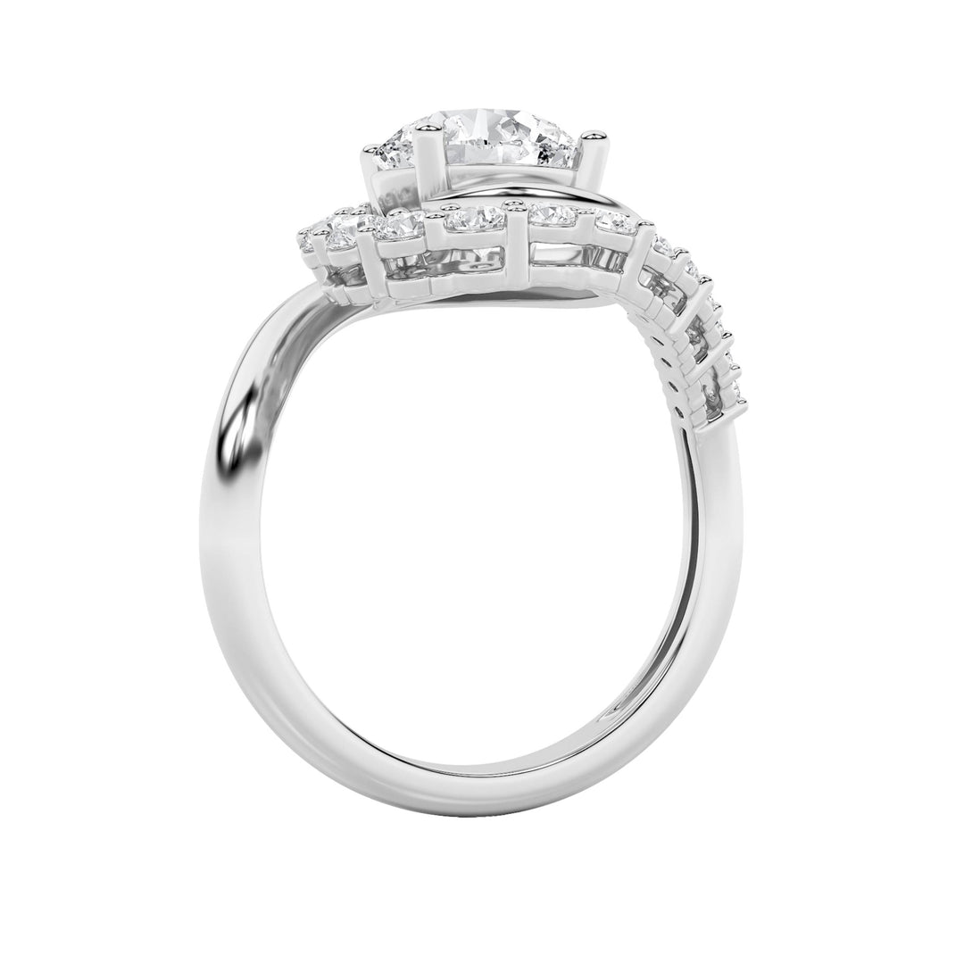 2.5Cttw Round Shaped Lab Grown Diamond (F/VS) Swirl Accented Fashion Ring in 14K Gold