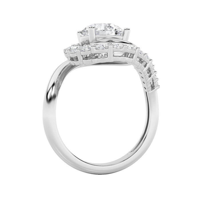 2.5Cttw Round Shaped Lab Grown Diamond (F/VS) Swirl Accented Fashion Ring in 14K Gold