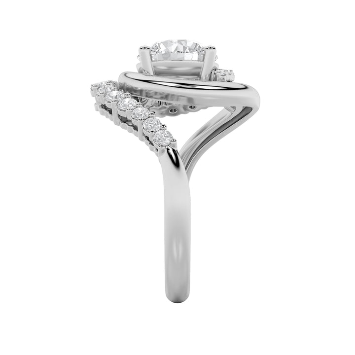 2.5Cttw Round Shaped Lab Grown Diamond (F/VS) Swirl Accented Fashion Ring in 14K Gold