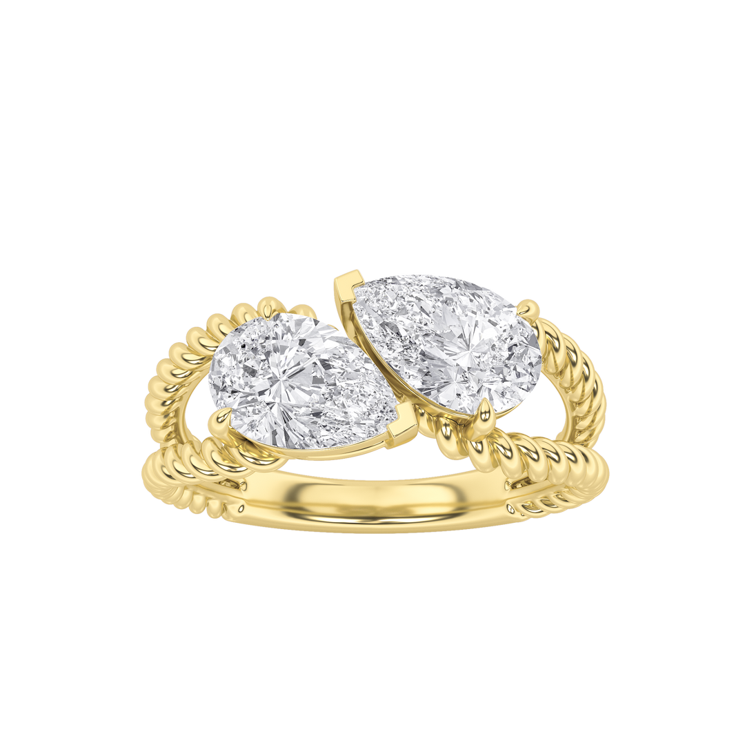 14K Yellow Gold 2ct Lab Diamond Right Hand Ring