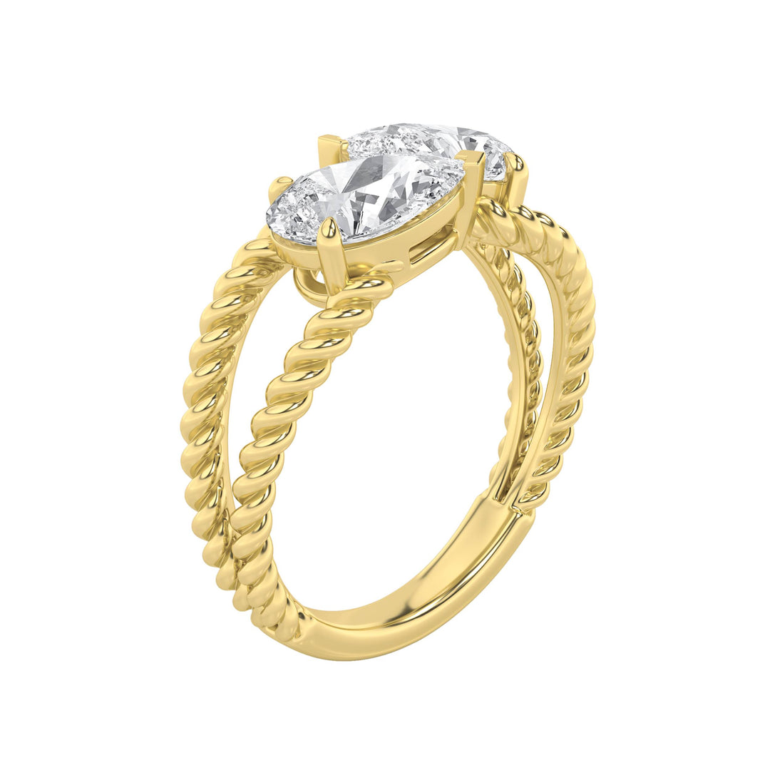 2CTW Pear Shaped Lab Grown Diamond (F/VS) Toi et Moi Fashiion Ring in 14K Gold