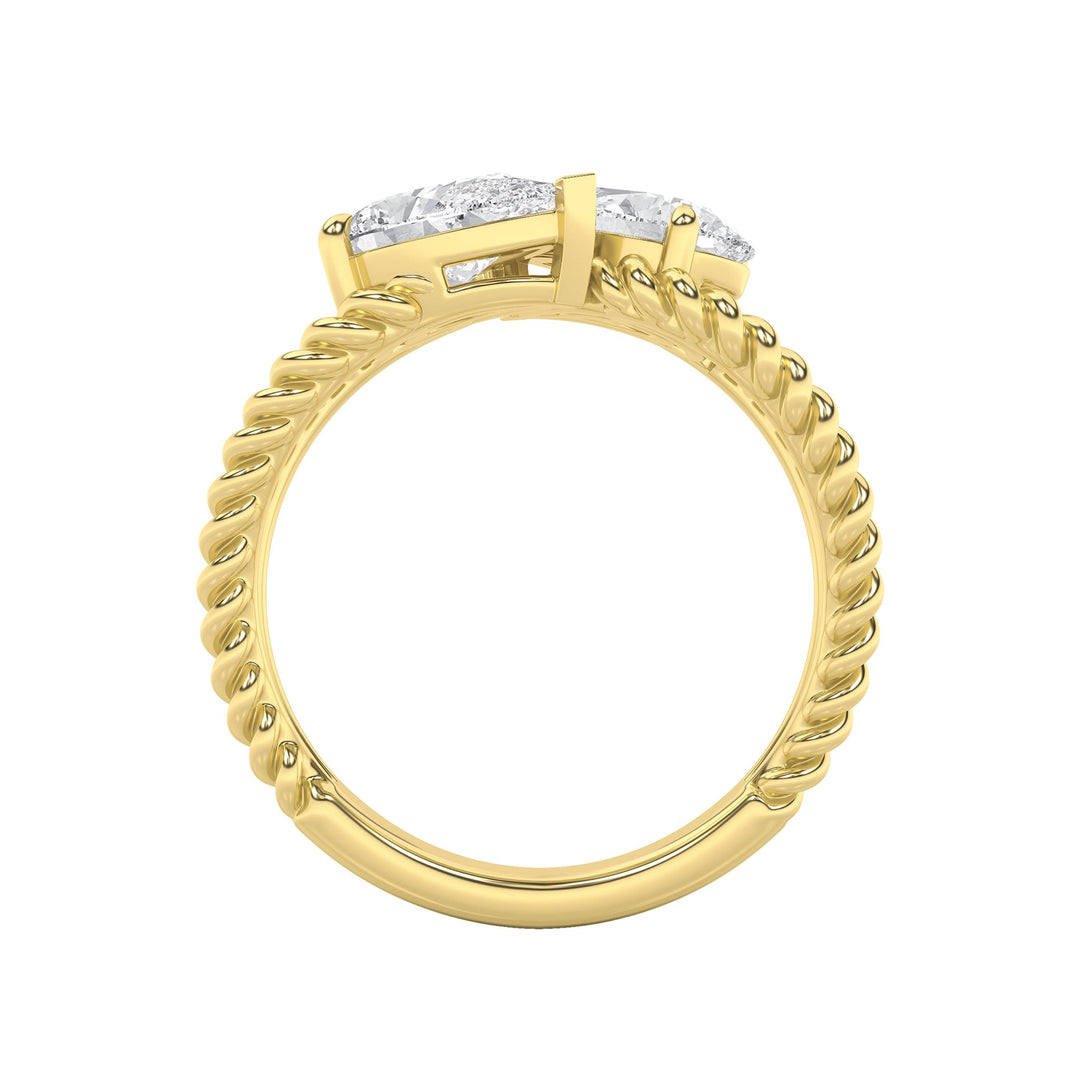 2CTW Pear Shaped Lab Grown Diamond (F/VS) Toi et Moi Fashiion Ring in 14K Gold