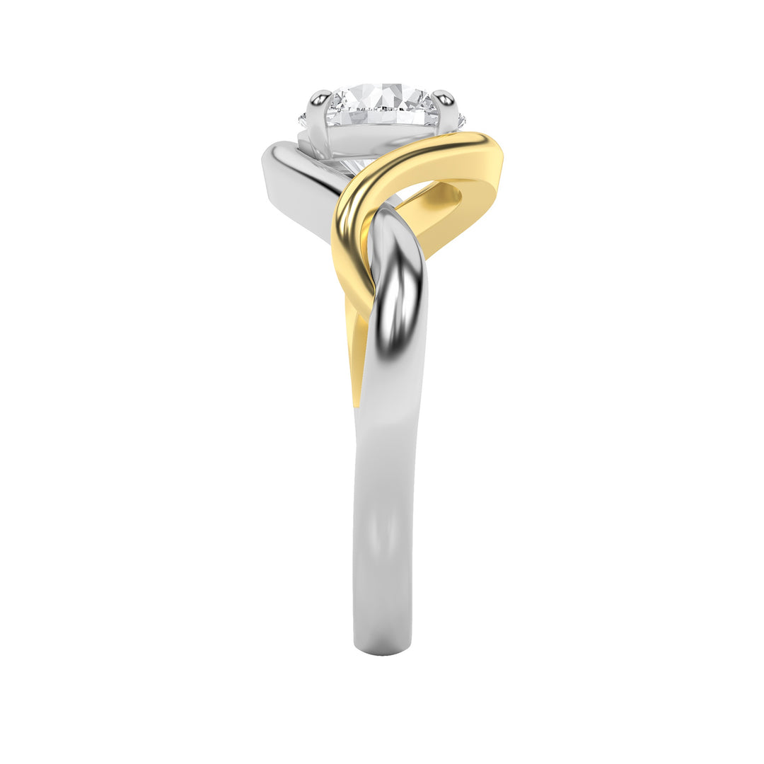 1.5CTW Round Shaped Lab Grown Diamond (F/VS) Two Tone Know Solitaire Engagement Ring in 14K Gold