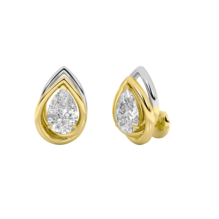3Cttw Pear Shaped Lab Grown Diamond (G/VS) Knot Earrings in 14K Gold