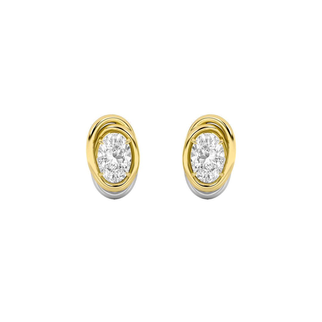 2Cttw Oval Shaped Lab Grown Diamond (F/VVS) Knot Earrings in 14K Gold