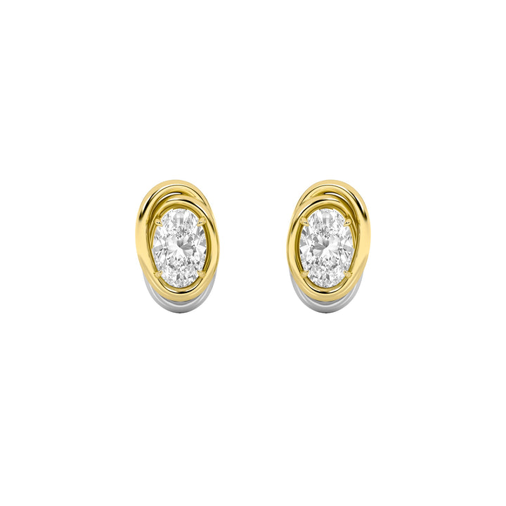 2Cttw Oval Shaped Lab Grown Diamond (F/VVS) Knot Earrings in 14K Gold