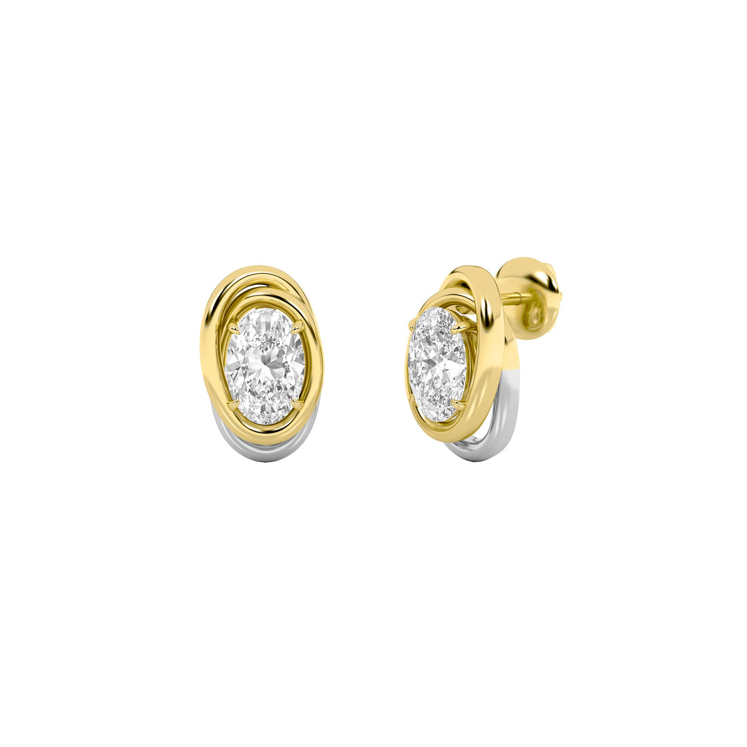 2Cttw Oval Shaped Lab Grown Diamond (F/VVS) Knot Earrings in 14K Gold