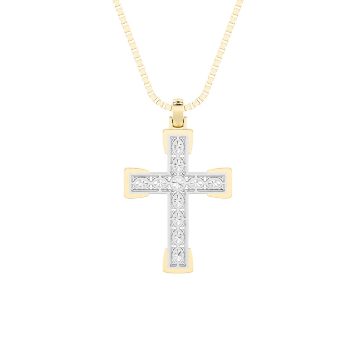 3Cttw Round Shaped Lab Grown Diamond (F/VS) CrossPendant in 14K Gold