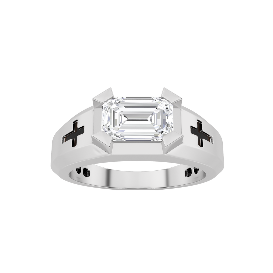 14K White Gold 2ct F+VS Lab Diamond Religious Ring