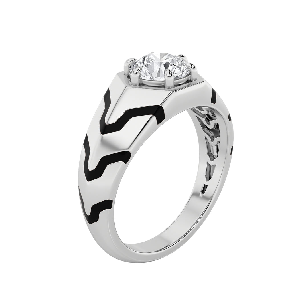 1.5Cttw Round Shaped Lab Grown Diamond (F/VS) Mens Ring in 14K White Gold