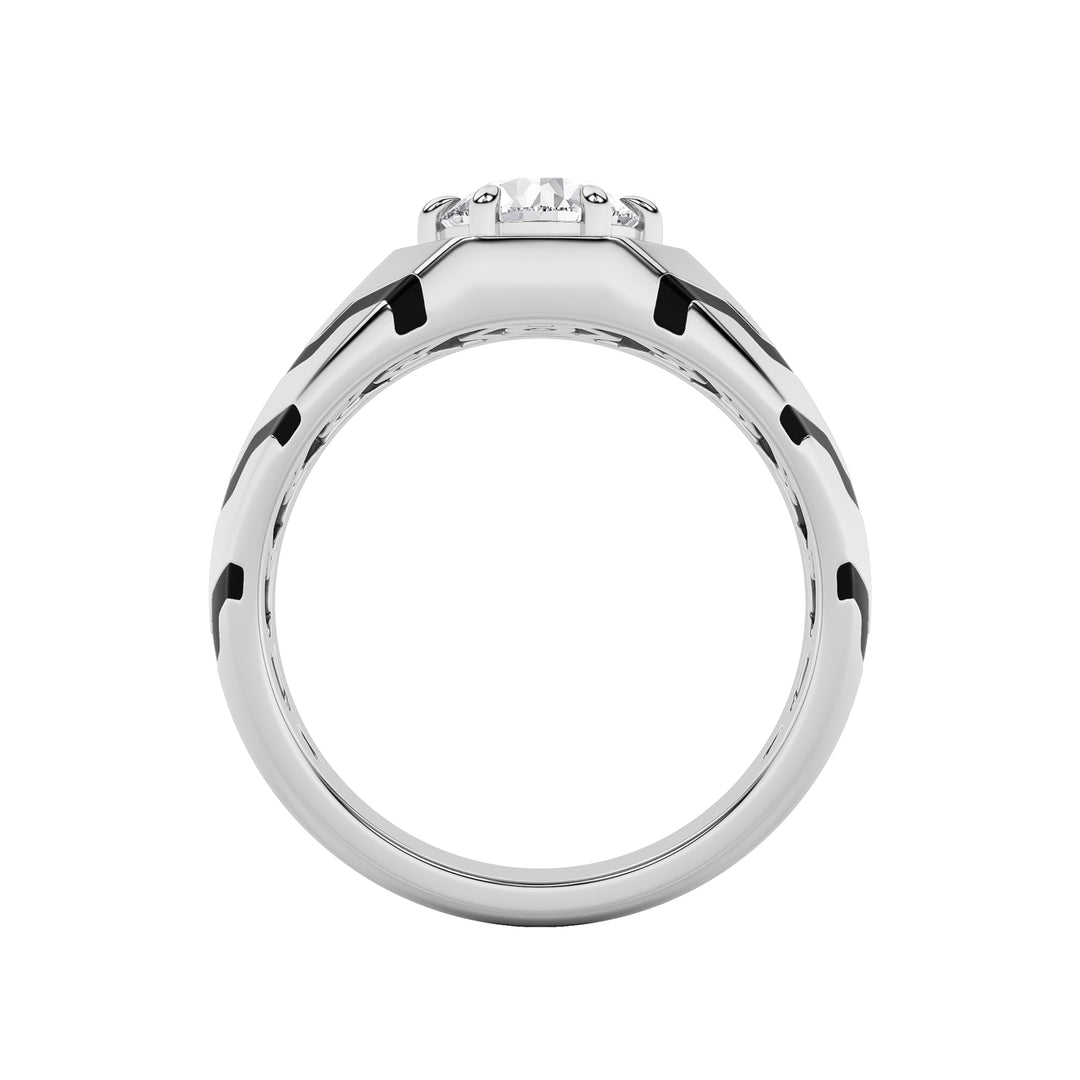 1.5Cttw Round Shaped Lab Grown Diamond (F/VS) Mens Ring in 14K White Gold