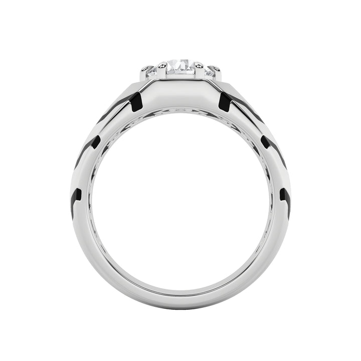 1.5Cttw Round Shaped Lab Grown Diamond (F/VS) Mens Ring in 14K White Gold