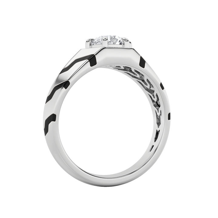 1.5Cttw Round Shaped Lab Grown Diamond (F/VS) Mens Ring in 14K White Gold
