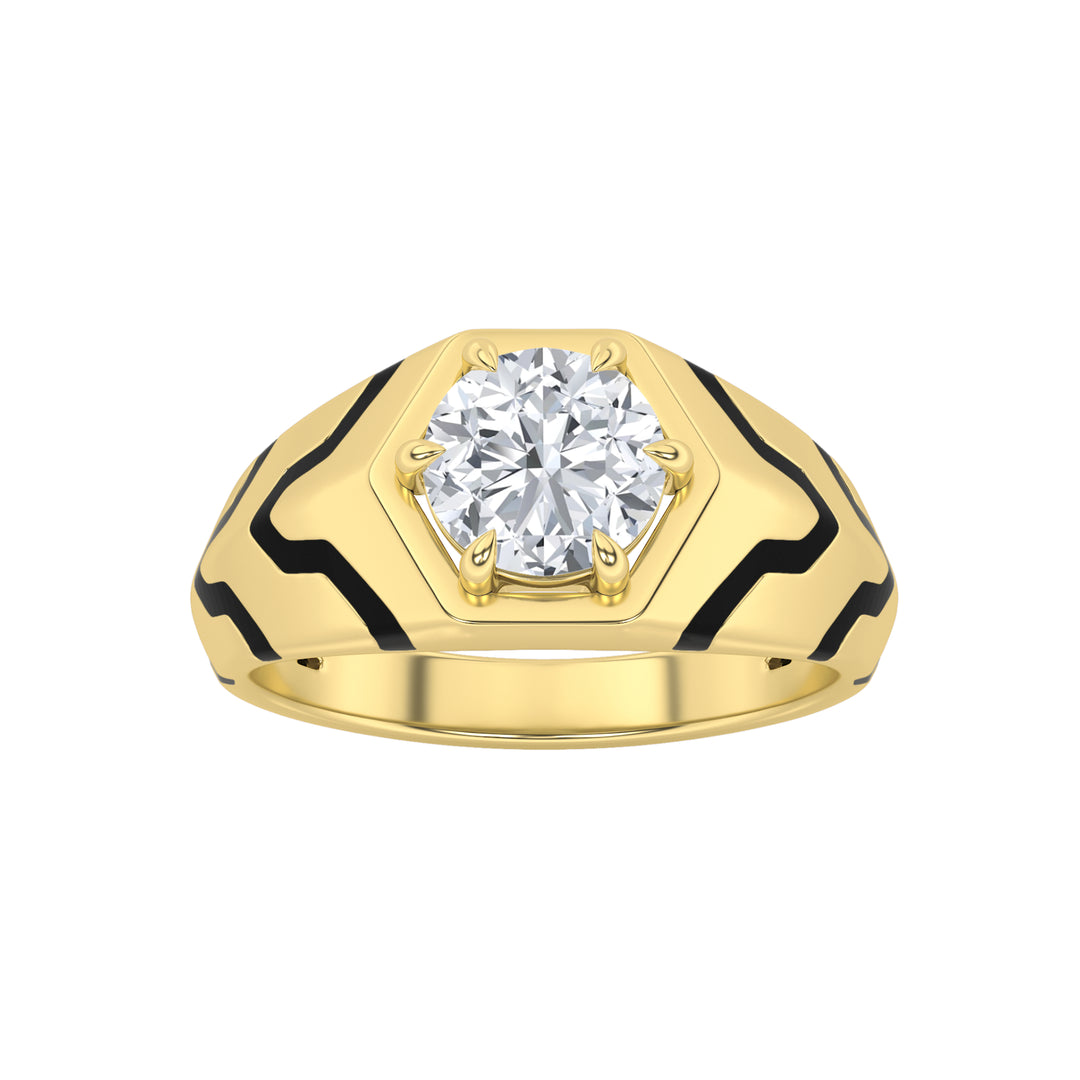 1.5Cttw Round Shaped Lab Grown Diamond (F/VS) Mens Ring in 14K Gold