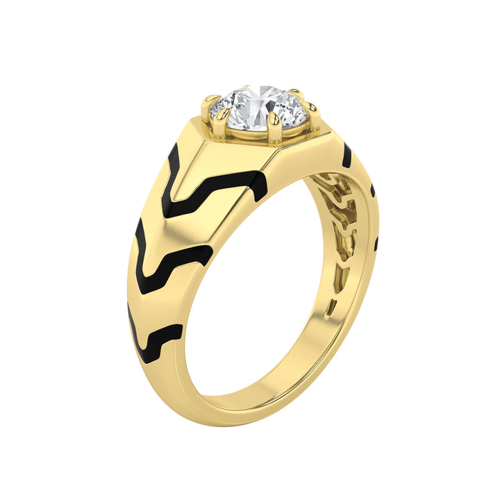 1.5Cttw Round Shaped Lab Grown Diamond (F/VS) Mens Ring in 14K Gold